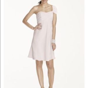 Davids Bridal Short One Shoulder Chiffon Dress